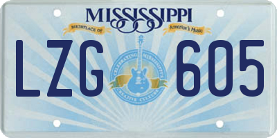 MS license plate LZG605