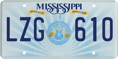 MS license plate LZG610