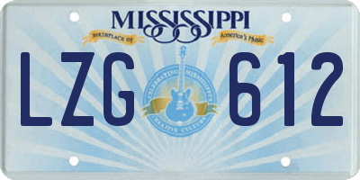 MS license plate LZG612
