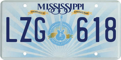MS license plate LZG618