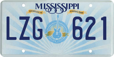 MS license plate LZG621