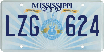 MS license plate LZG624