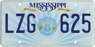 MS license plate LZG625