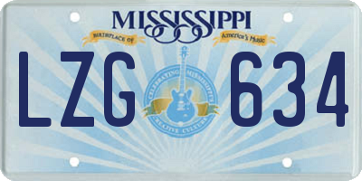 MS license plate LZG634