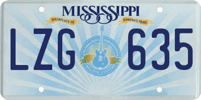MS license plate LZG635