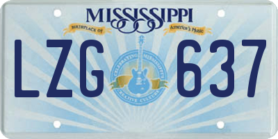 MS license plate LZG637