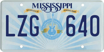 MS license plate LZG640