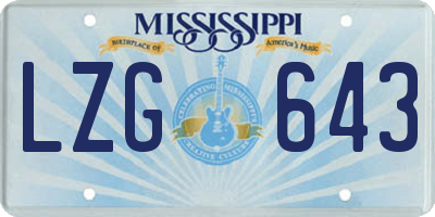 MS license plate LZG643