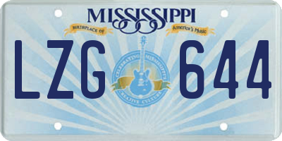 MS license plate LZG644
