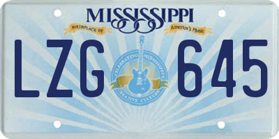 MS license plate LZG645