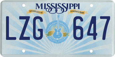 MS license plate LZG647