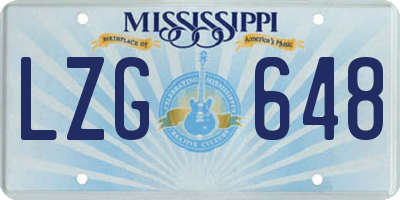 MS license plate LZG648