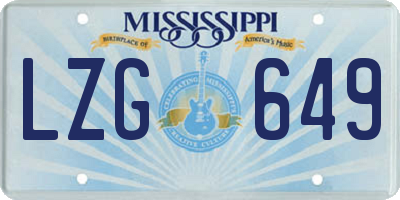 MS license plate LZG649
