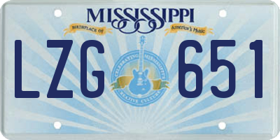 MS license plate LZG651