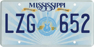 MS license plate LZG652