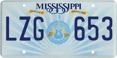 MS license plate LZG653