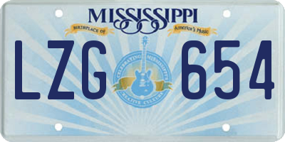 MS license plate LZG654