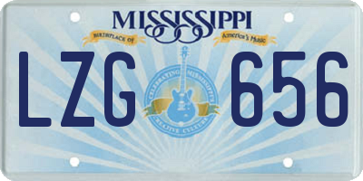 MS license plate LZG656