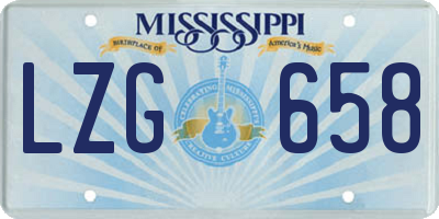 MS license plate LZG658