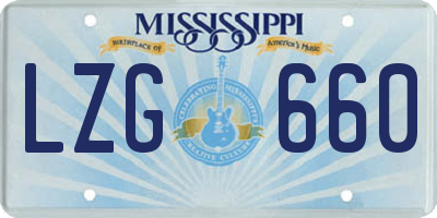 MS license plate LZG660