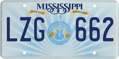 MS license plate LZG662