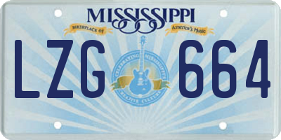 MS license plate LZG664