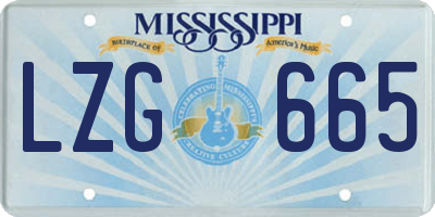 MS license plate LZG665