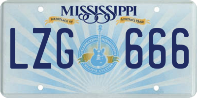 MS license plate LZG666