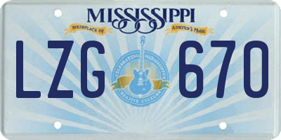 MS license plate LZG670