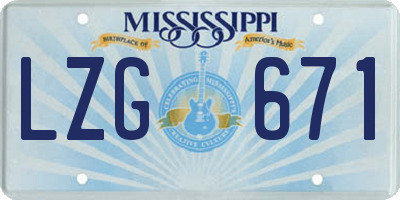 MS license plate LZG671