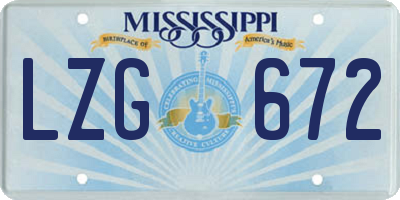 MS license plate LZG672