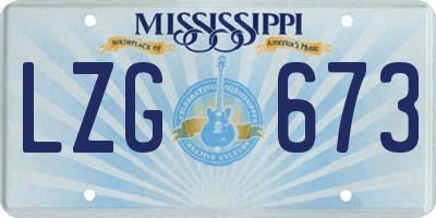 MS license plate LZG673