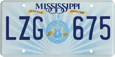 MS license plate LZG675