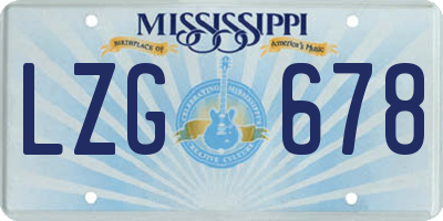 MS license plate LZG678