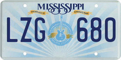 MS license plate LZG680