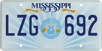 MS license plate LZG692