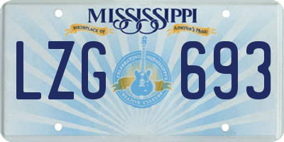 MS license plate LZG693