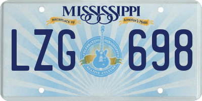 MS license plate LZG698