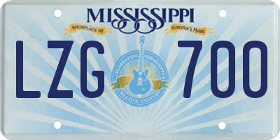 MS license plate LZG700
