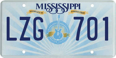 MS license plate LZG701