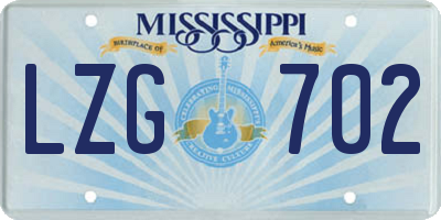MS license plate LZG702
