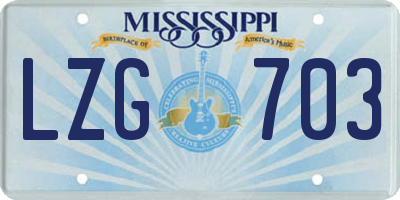MS license plate LZG703