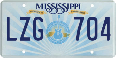 MS license plate LZG704