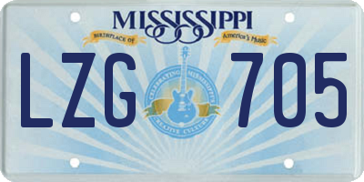 MS license plate LZG705