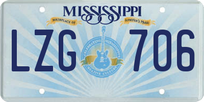 MS license plate LZG706