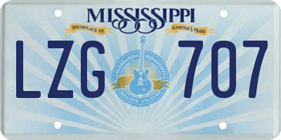 MS license plate LZG707
