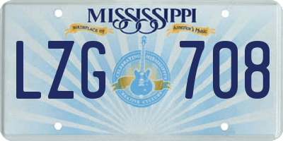 MS license plate LZG708