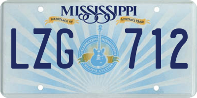 MS license plate LZG712