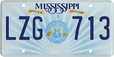 MS license plate LZG713
