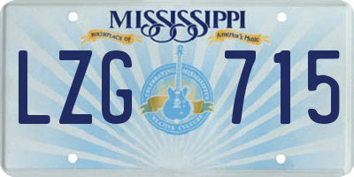 MS license plate LZG715